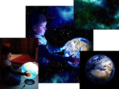 The world in your hands collage composite design earth globe graphic design planet space stars world