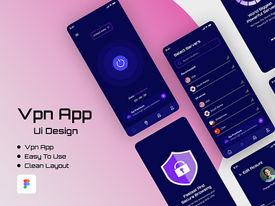 VPN App UI Design adobe xd app branding design figma graphic design mobile app mobile app design sudipto ghosh ui ui design ux vpn