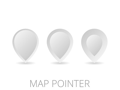 Set of three map pointers on white isolated background