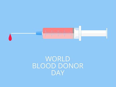World Blood Donor Day. A medical syringe filled with red liquid.