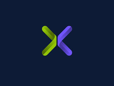 X arrow centre gradient letter minimalistic monogram people people logo