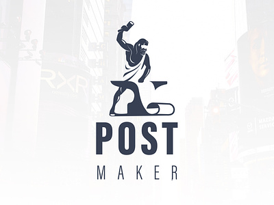 Postmaker blackandwhite blacksmith gods logo logo design multimedia post