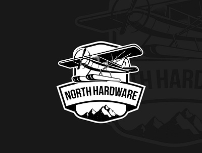 North hardware adventure airplane black white mountain sky sticker