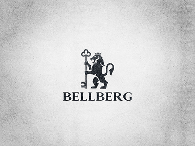 BELLBERG animal black and white crown key king lion logo logodesign minimalistic