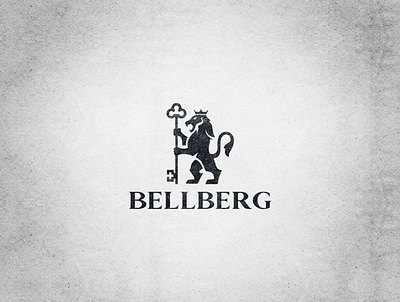 BELLBERG animal black and white crown key king lion logo logodesign minimalistic