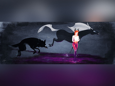 The Wanderers IV animal character design conceptual design digital environment fairy tale horse ideation illustration illustrator painting space texture vector