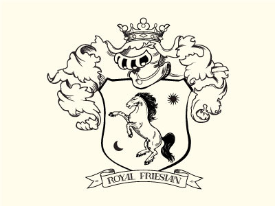Royal Friesian coat of arms crest crown elegant gracious helmet horse identity illustration logo royal stylish