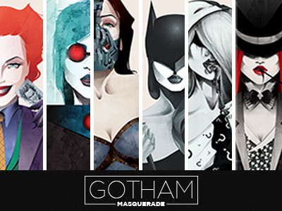 Gotham Masquerade character design comics costume creative design gotham illustration masquerade portrait superhero villain women