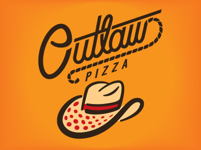 Outlaw Pizza branding cowboy food hat logo outlaw pizza restaurant western