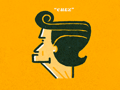 "Chez" cartoon chez cool cool guy elvis face greaser jawline pompadour portrait profile suave