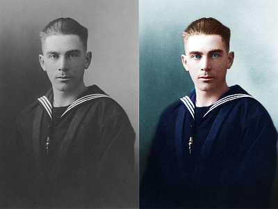 Navy Before/After black bw color colorization edit navy old photograph portrait vintage white