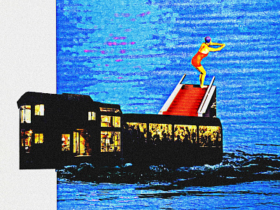 DRAG album album cover boat collage collage art cover cover art digital collage dive diver music single train water
