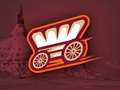 Pioneers branding covered wagon fantasy identity logo omaha pioneer pioneers sports wagon