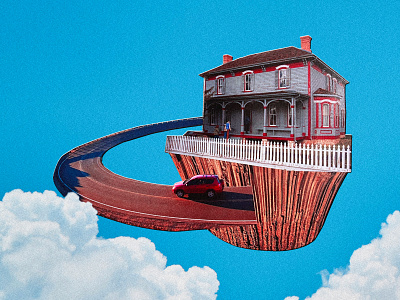 FLOATING HOUSE brochure clouds collage collage art digital collage dreamy fantasy house magazine photoshop sky surreal