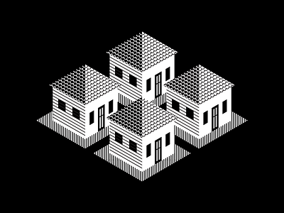 Suburbia T-Shirt black and white houses isometric suburbia suburbs