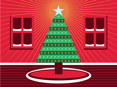 Merry Christmas! christmas december holidays house illustration snow star tree