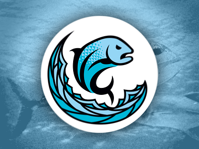Ulua blue circle fish hawaii logo ulua wave
