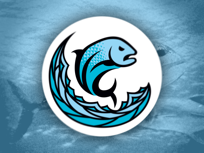 Ulua blue hawaii wave circle logo fish ulua