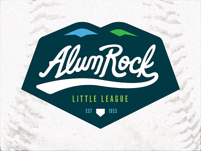 Alum Rock Little League alum rock little league baseball badge logo mountains script typography wordmark