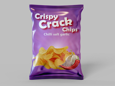 Crispy Crack Chip Packaging 2d 3d attractive branding crack chips creative design crispy design graphic design illustration illustrator packaging design photoshop snack snack packaging unique packaging vector