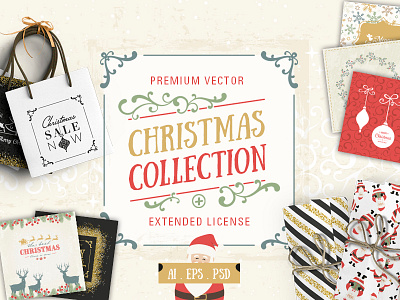 Vector Christmas Collection background christmas clipart creative market etsy invitation merry new year overlays pattern quotes vector