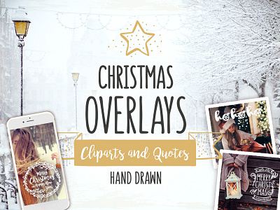 Christmas Overlays – Vector Set blog christmas clipart holidays label lettering overlay post quotes social media typography vector