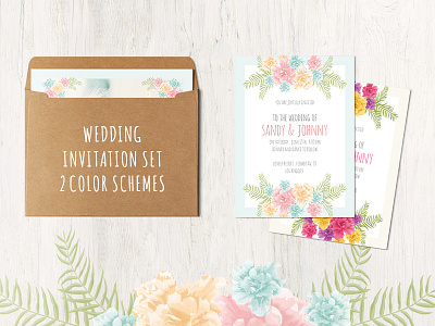 Floral Wedding Set – 13 cards anniversary bride card elegant flowers invitation love menu pastel save the date wedding