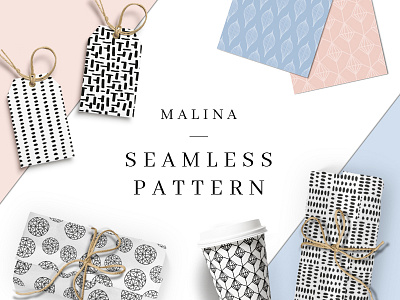 MALINA 20 Seamless Pattern background fabric feminine geometric hand drawn malina pattern seamless set texture vector wallpaper