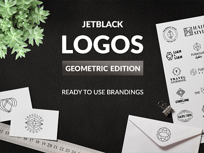 30 Premade Logos – Geometric Edition badge brand branding clean geometric jetblack label logo logos modern premade typography