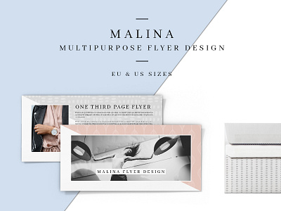 MALINA One Third Page Flyer + Pattern advertising brochure clean dinlang feminine flyer malina modern multipurpose pattern rose template