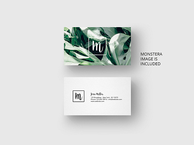 Business card template with monstera