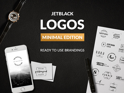 30 Premade Logos – Minimal Edition badge brand branding clean jetblack label logo logos minimal modern premade typography