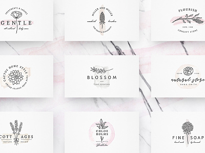 So Flowery Branding Kit+Watercolours brand branding clean elegant female feminine floral flowers logo logos modern premade