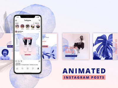 ANIMATED Instagram Posts – Bold animated animation bold gradient instagram media overlay post posts social template watercolor