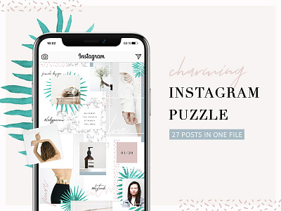 Charming Instagram Puzzle Template clean creative design female graphic instagram instapuzzle media minimal puzzle social