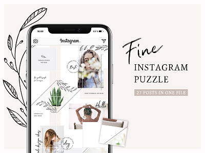 Fine Instagram Puzzle Template clean creative design female graphic instagram instapuzzle media minimal puzzle social
