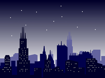 Silhouette the city at night for landscape background