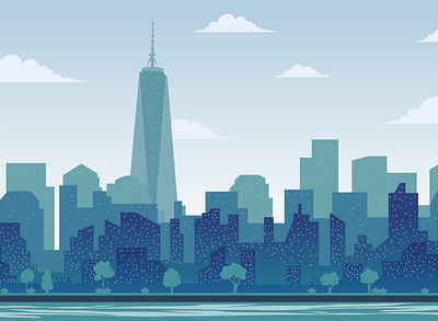 New york landscape green city vector Premium Vector animation design graphic design illustration vector