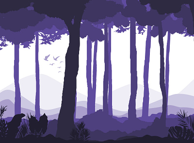 Forest tree purple landscape vector illustration animation design graphic design illustration vector