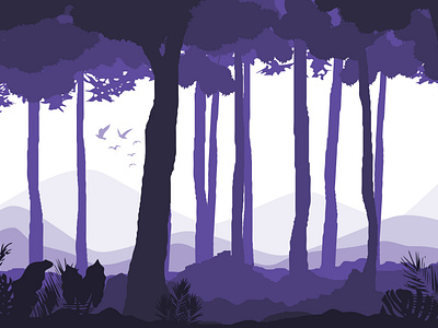 Forest tree purple landscape vector illustration