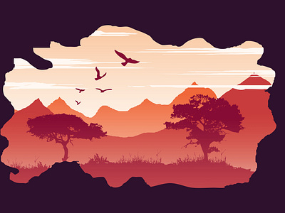 Download Mountains and caves landscape vector art flat design st