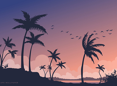Aesthetic beach wallpaper background image animation branding design graphic design illustration vector