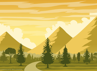 Cartoon flat panorama of spring summer beautiful nature green animation branding design graphic design illustration vector