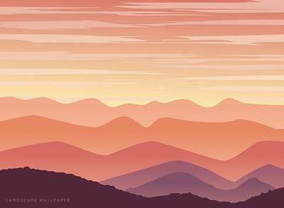 Beautiful vector landscape illustration peaceful warm sunrise animation branding design graphic design illustration vector