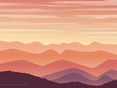 Beautiful vector landscape illustration peaceful warm sunrise