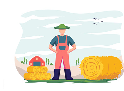 Flat design illustration of red shirt farmer animation branding design graphic design illustration vector