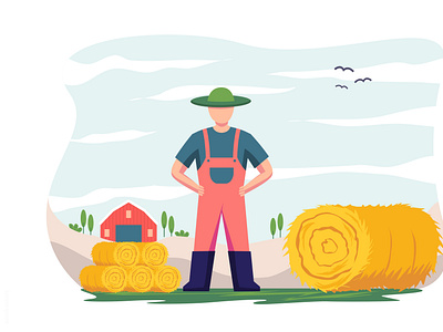 Flat design illustration of red shirt farmer