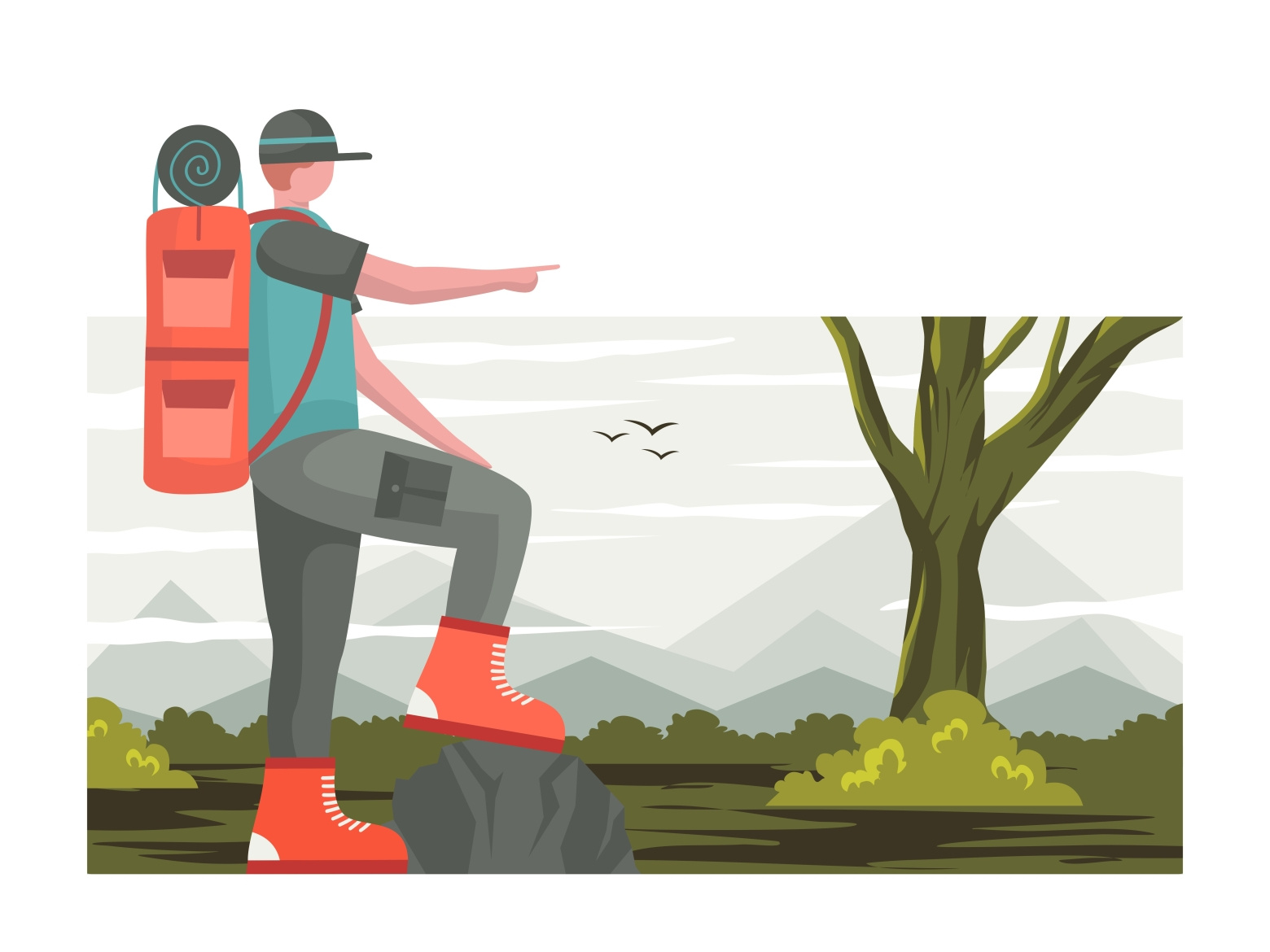 Backpacker Illustration Nature Explorer Flat Design By Dhipwise On Dribbble