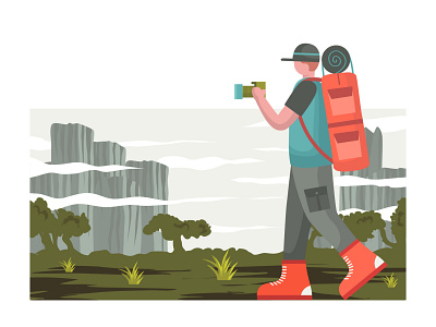 Backpacker illustration nature explorer flat design animation design graphic design illustration vector