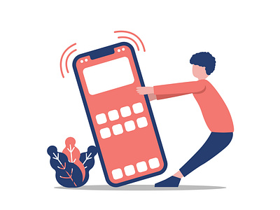 Man with gadget flat illustration